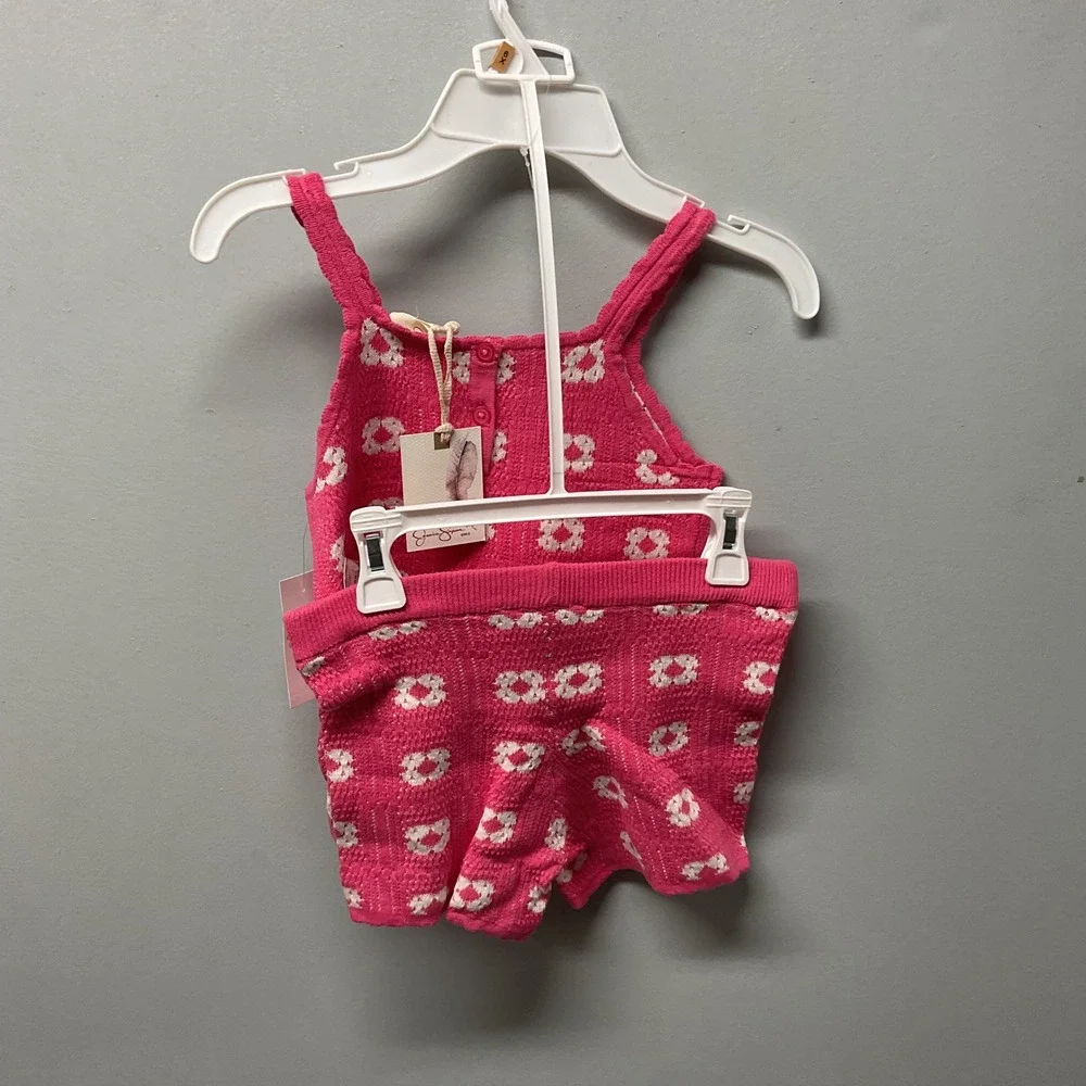 Jessica Simpson Girls Hot Pink Floral Knit Tank‎ Top & Shorts Set Size 6X